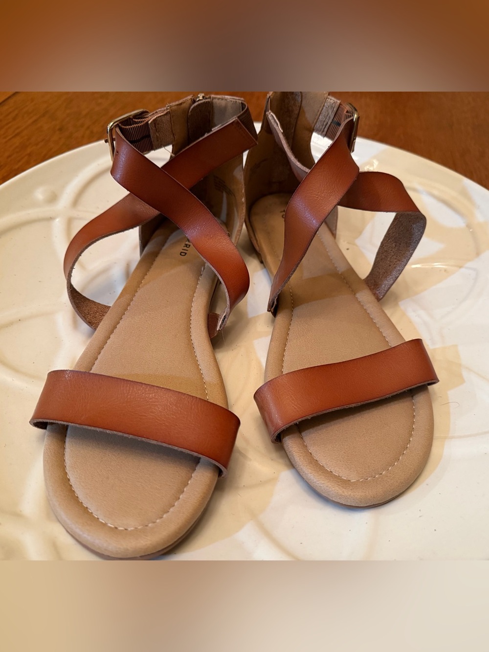 torrid Brown Strappy Flat Sandals with Ankle Wrap